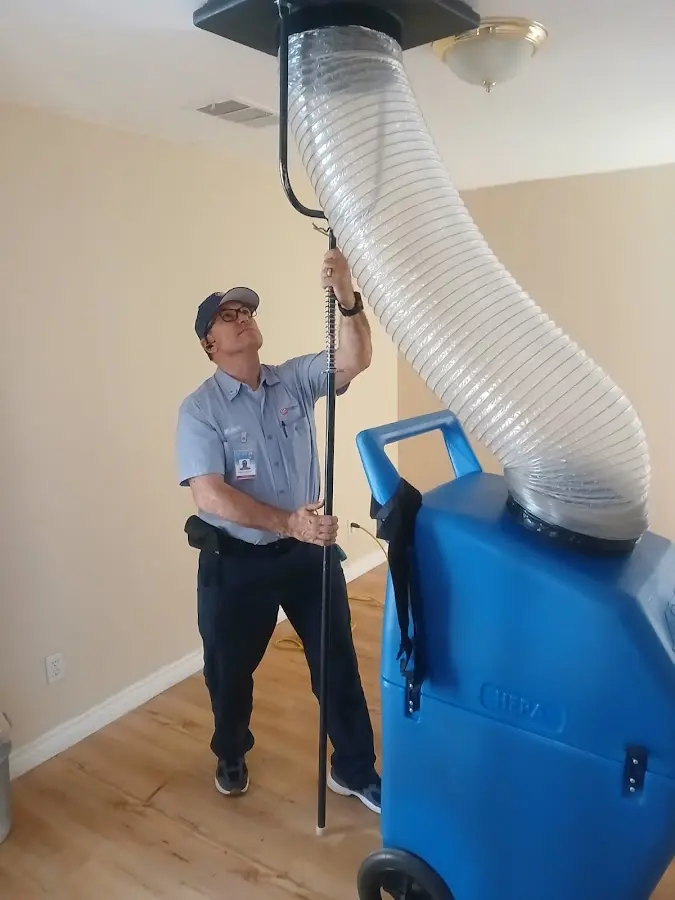 Mini Split Installation technician using HEPA equipment in New Orleans